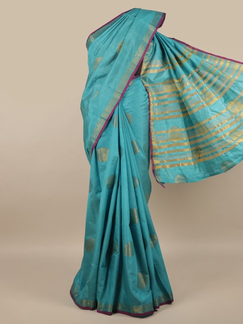 

Pothys Blue Woven Design Jute Silk Saree