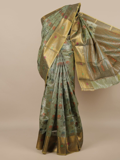 

Pothys Green Floral Woven Design Cotton Blend Saree