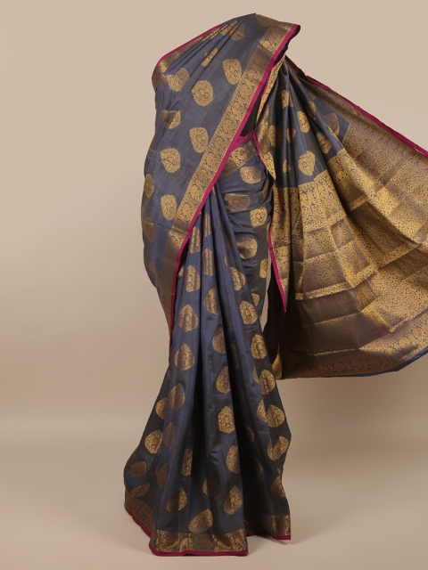 

Pothys Blue & Gold-Coloured Ethnic Motifs Zari Jute Silk Saree