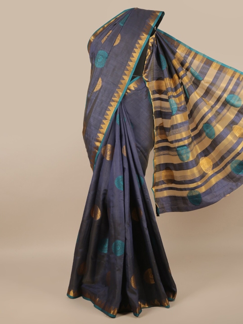 

Pothys Blue & Gold Ethnic Motifs Zari Jute Silk Saree