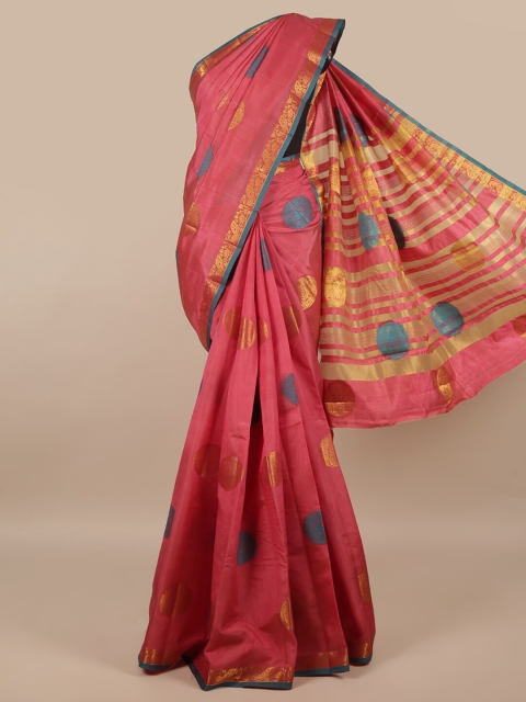 

PothysPink Woven Design Jute Silk Saree, Pink