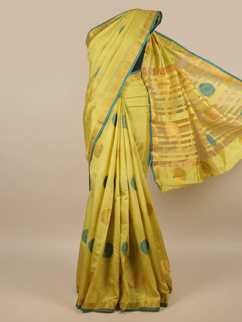 

Pothys Green & Blue Woven Design Zari Jute Silk Saree