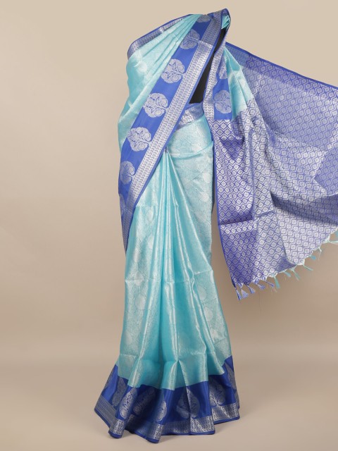 

Pothys Blue & Silver Ethnic Motifs Zari Saree