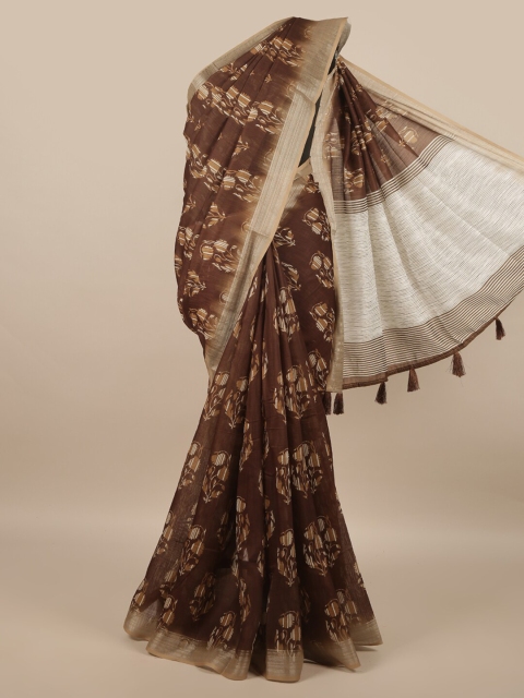 

Pothys Brown & Beige Floral Zari Saree