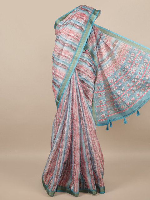 

Pothys Brown & Blue Batik Saree