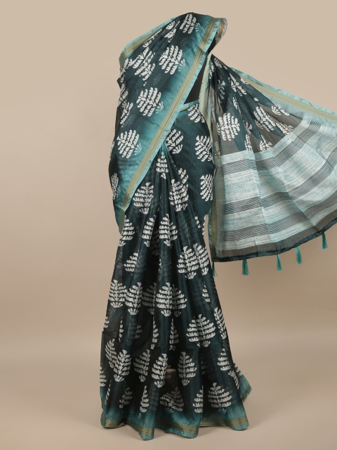 

Pothys Green & White Floral Printed Zari Saree