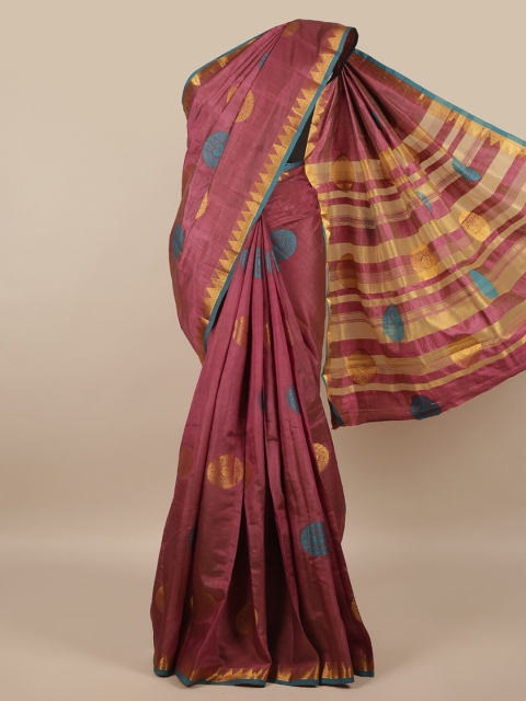 

Pothys Burgundy Woven Design Jute Silk Saree