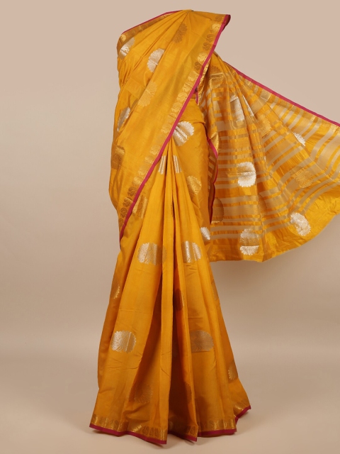 

Pothys Mustard Woven Design Jute Silk Saree