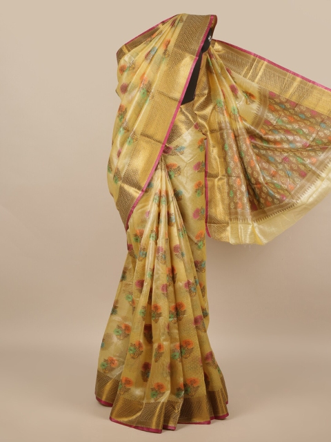 

Pothys Yellow & Gold-Toned Woven Design Saree