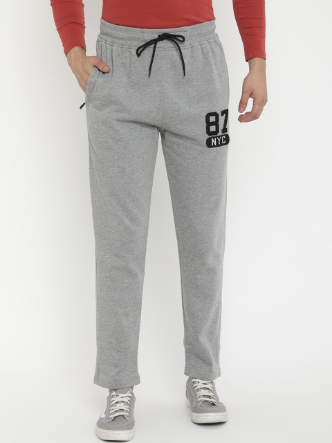 

V2 Value & Variety Men Grey Melange Lounge Pants with Printed Detail