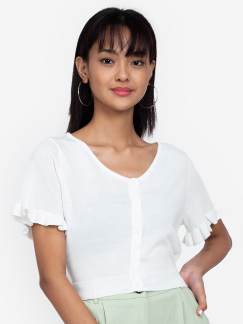 

ZALORA BASICS White Knit Button Down Top