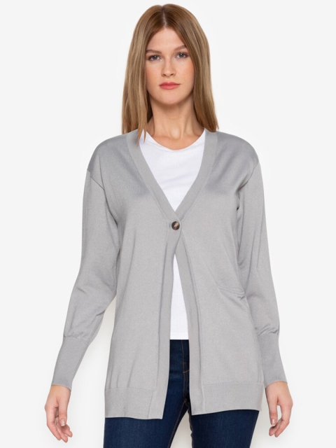 

ZALORA BASICS Women Grey Button Shrug