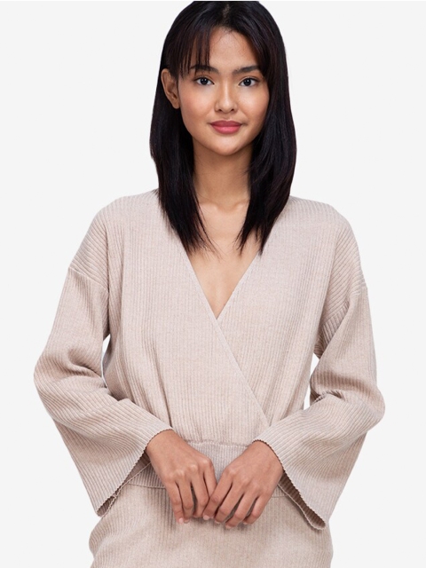 

ZALORA BASICS Women Brown Wrap Top