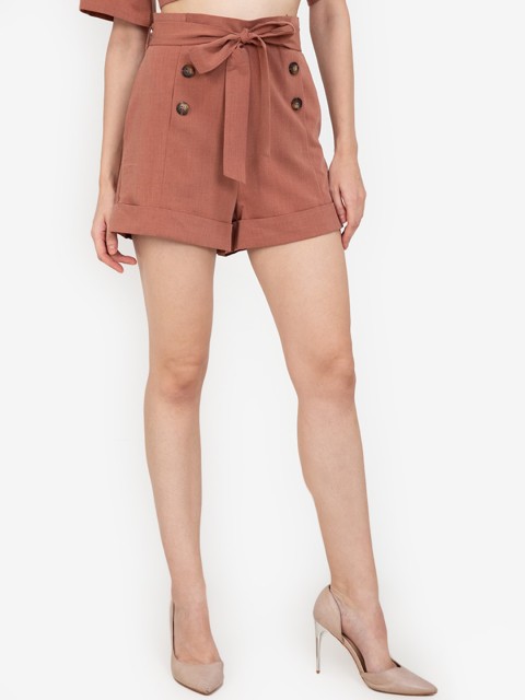 

ZALORA WORK Women Brown High-Rise Shorts