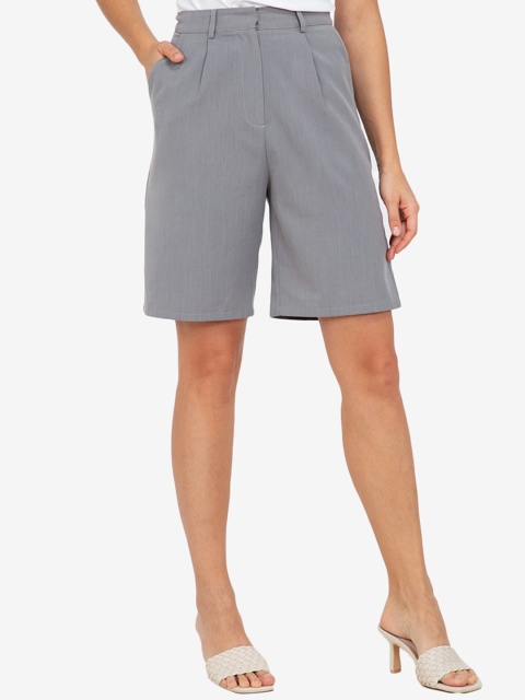 

ZALORA WORK Woman Grey High-Rise Shorts