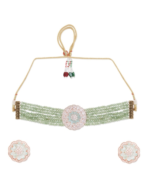 

Queen Be Women Gold Plated Green Necklace Set