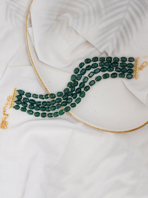

Queen Be Women Gold Plated Green Choker Set