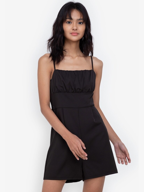 

ZALORA BASICS Black Ruched Detail Jumpsuit