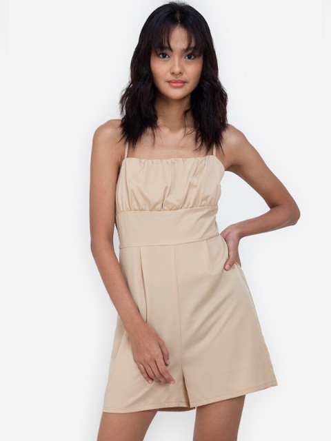 

ZALORA BASICS Beige Solid Playsuit