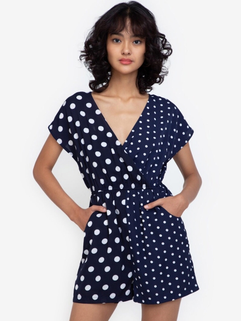 

Zalora Navy Blue & White Block Printed Playsuit