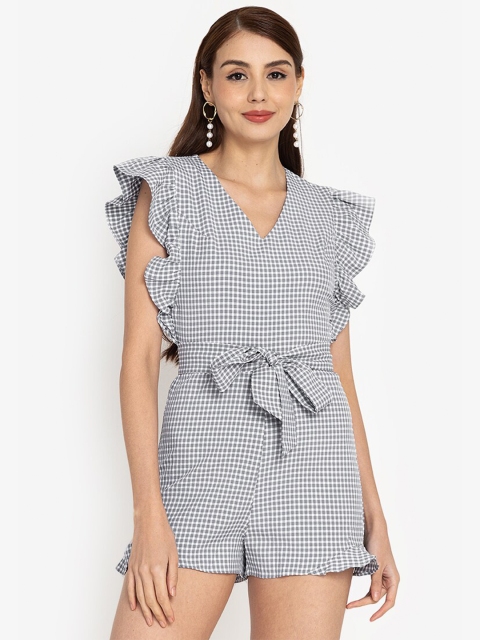 

Zalora Grey Striped with Ruffles Jumpsuit