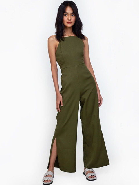 

ZALORA BASICS Green Solid Jumpsuit