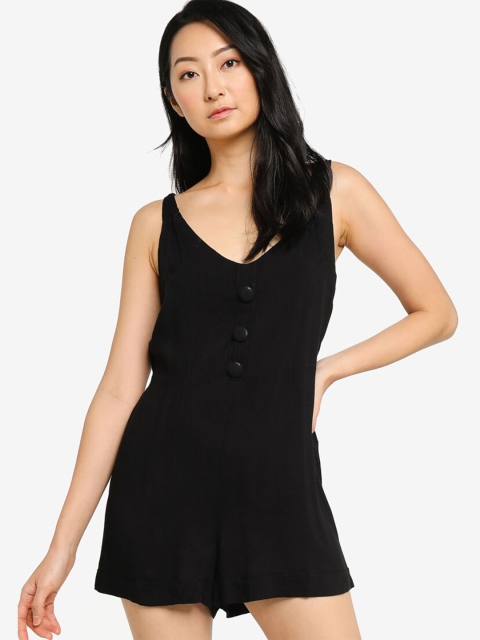 

ZALORA BASICS Black Tie Button Jumpsuit