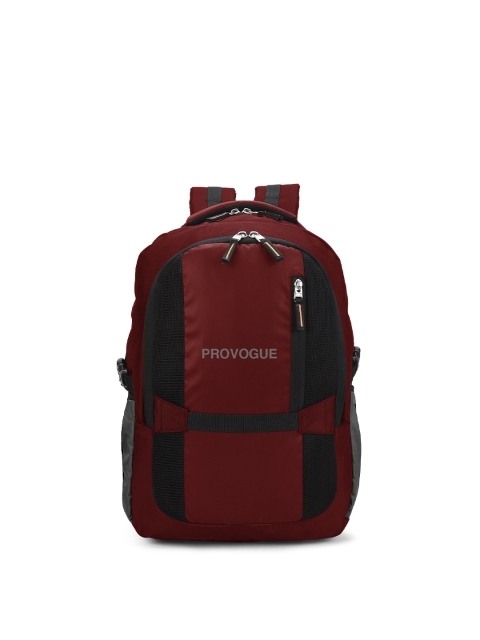 

Provogue Unisex Maroon & Black Brand Logo Backpack with Reflective Strip