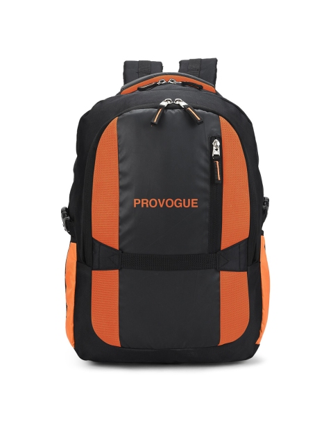 

Provogue Unisex Black & Orange Brand Logo Backpack with Reflective Strip
