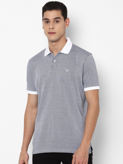 

Allen Solly Men Navy Blue & White Striped Polo Collar T-shirt