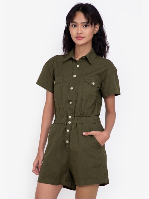 

ZALORA BASICS Green Solid Jumpsuit