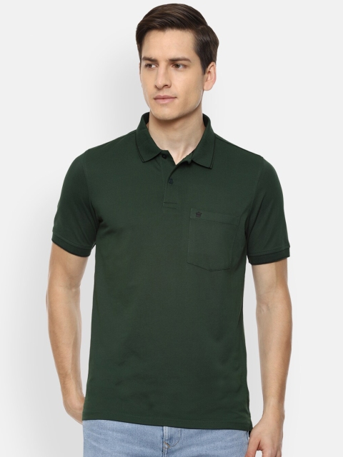 

Louis Philippe Men Green Polo Collar Pockets T-shirt