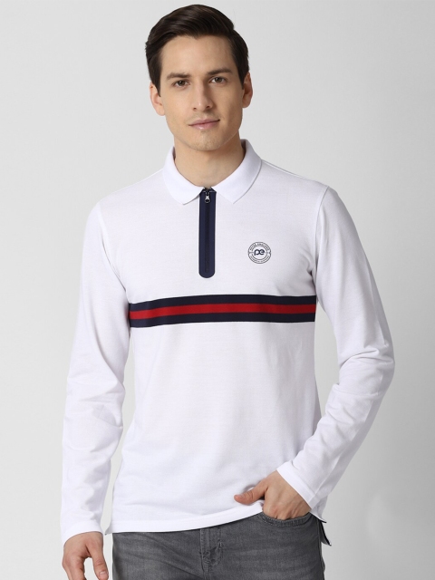 

Peter England Casuals Men White Polo Collar Applique T-shirt