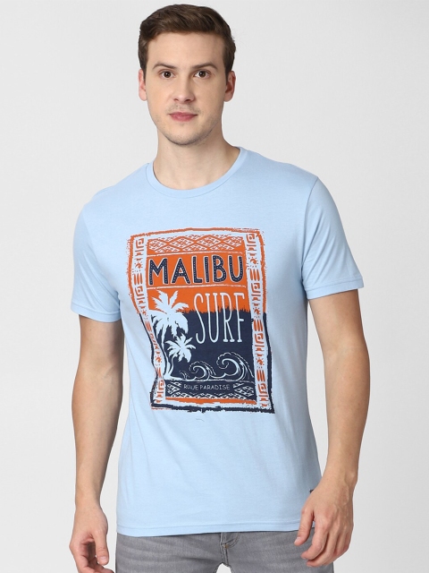 

Peter England Casuals Men Blue Typography Printed Slim Fit Cotton T-shirt