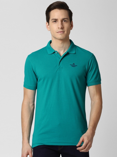 

Peter England Casuals Men Teal Polo Collar Slim Fit T-shirt