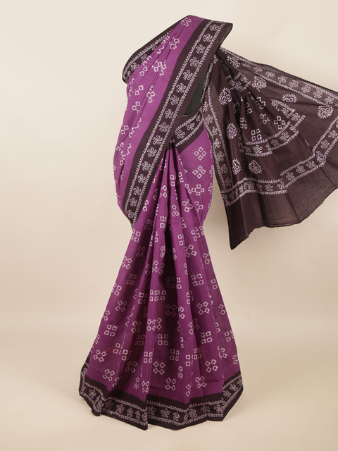 

Pothys Violet & Brown Pure Cotton Saree