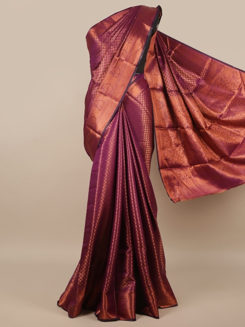 

Pothys Violet & Copper-Toned Ethnic Motifs Zari Saree