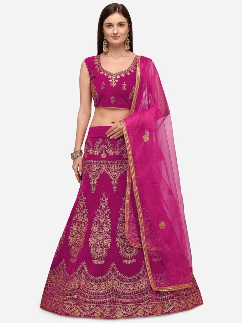 

Rajesh Silk Mills Pink & Gold-Toned Embroidered Semi-Stitched Lehenga & Unstitched Blouse With Dupatta