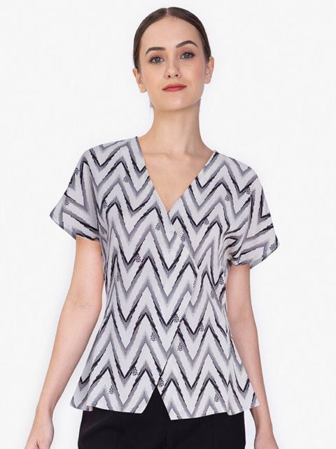 

ZALORA WORK Women Multicoloured Geometric Printed Top, Multi
