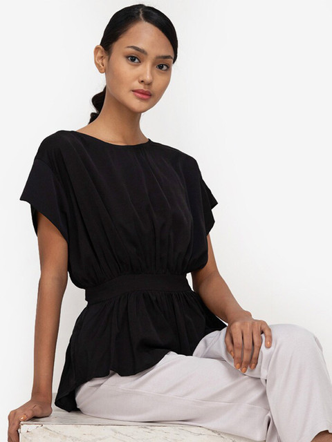 

ZALORA WORK Women Black Extended Sleeves Cinched Waist Top