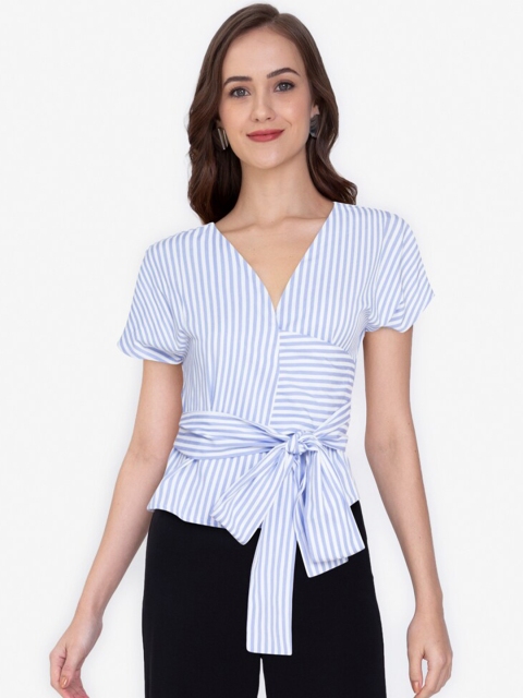 

ZALORA WORK Women Multicoloured Striped Cinched Waist Top, Multi