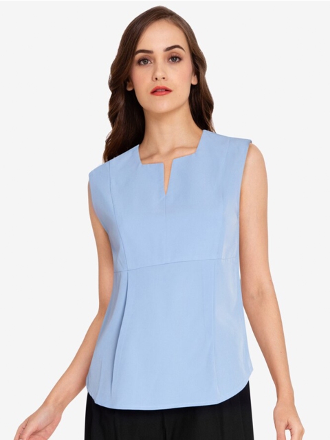 

ZALORA WORK Blue Front Panel Bib Top