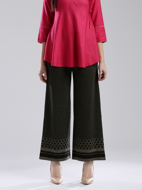 

W Women Black Patterned Palazzo Trousers