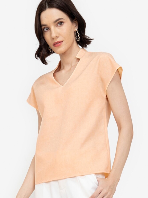 

ZALORA WORK Women Yellow Mandarin Collar Top
