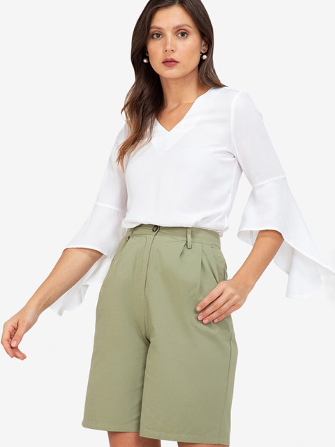 

ZALORA WORK White V Neck Fluted Sleeves Top