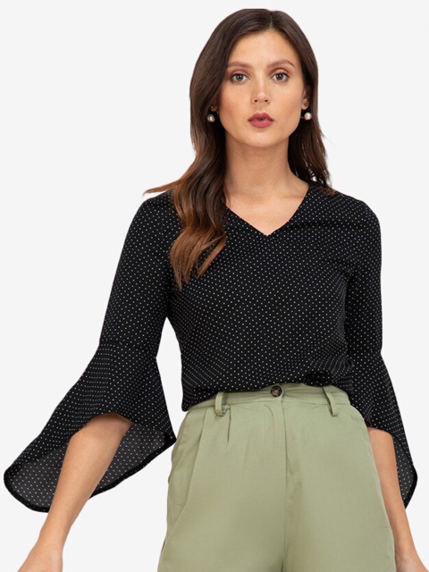 

ZALORA WORK Women Black Polka Dots Printed Top