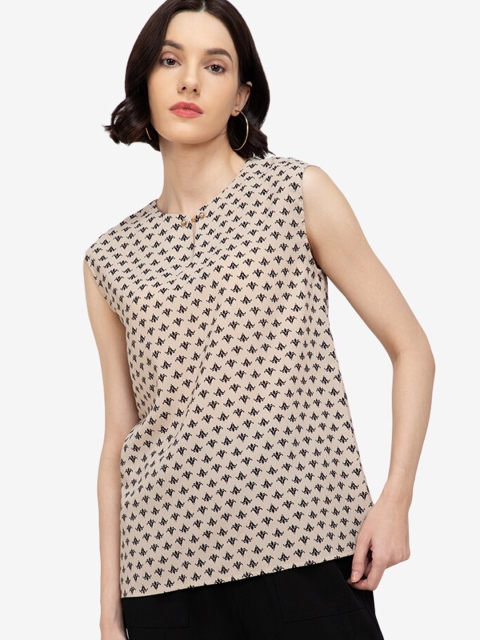 

ZALORA WORK Women Multicoloured Geometric Printed Top, Multi