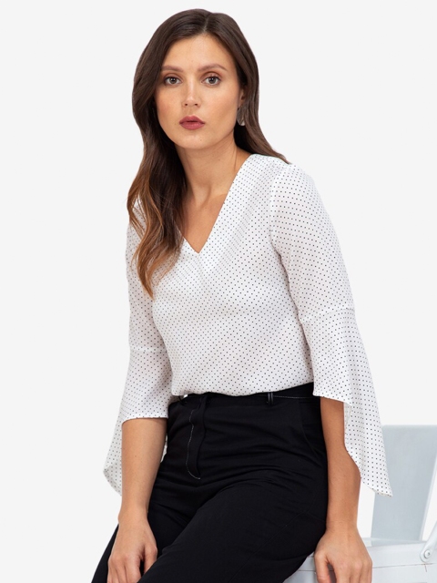 

ZALORA WORK Women White Polka Dots Printed Top