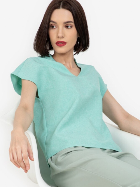 

ZALORA WORK Women Sea Green Solid Boxy Top