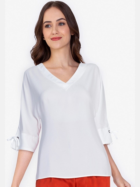 

ZALORA WORK Women White Roll-Up Sleeves Top